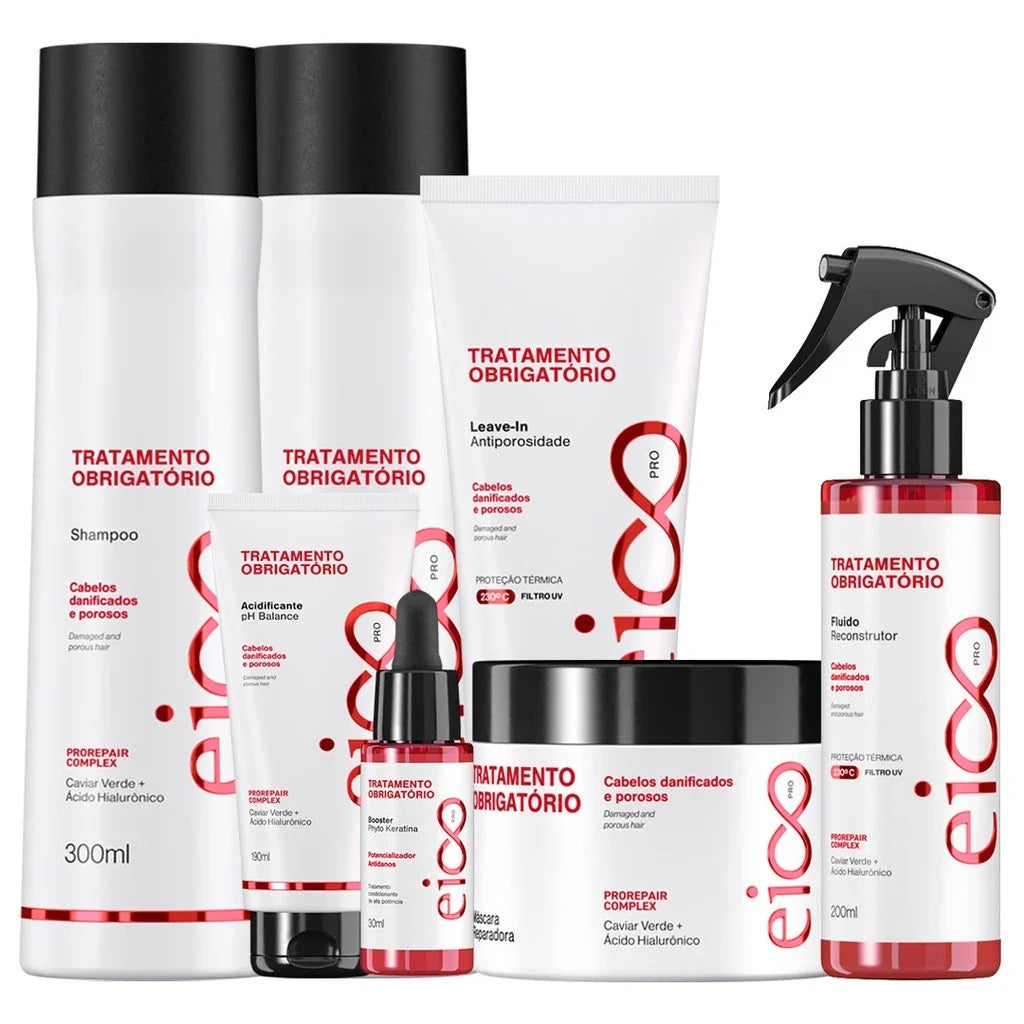 Kit Eico Professional Tratamento Obrigatório Reconstrução Creme Capilar 7 Itens