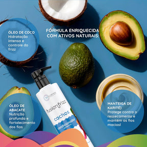 Kit Shampoo, Condicionador e Creme de Pentear Modelador de Ondas Brscience FusionFrizz Cachos – Limpeza, Hidratação e Definição Suave para Cabelos Ondulados 2A, 2B e 2C – 3x500ml